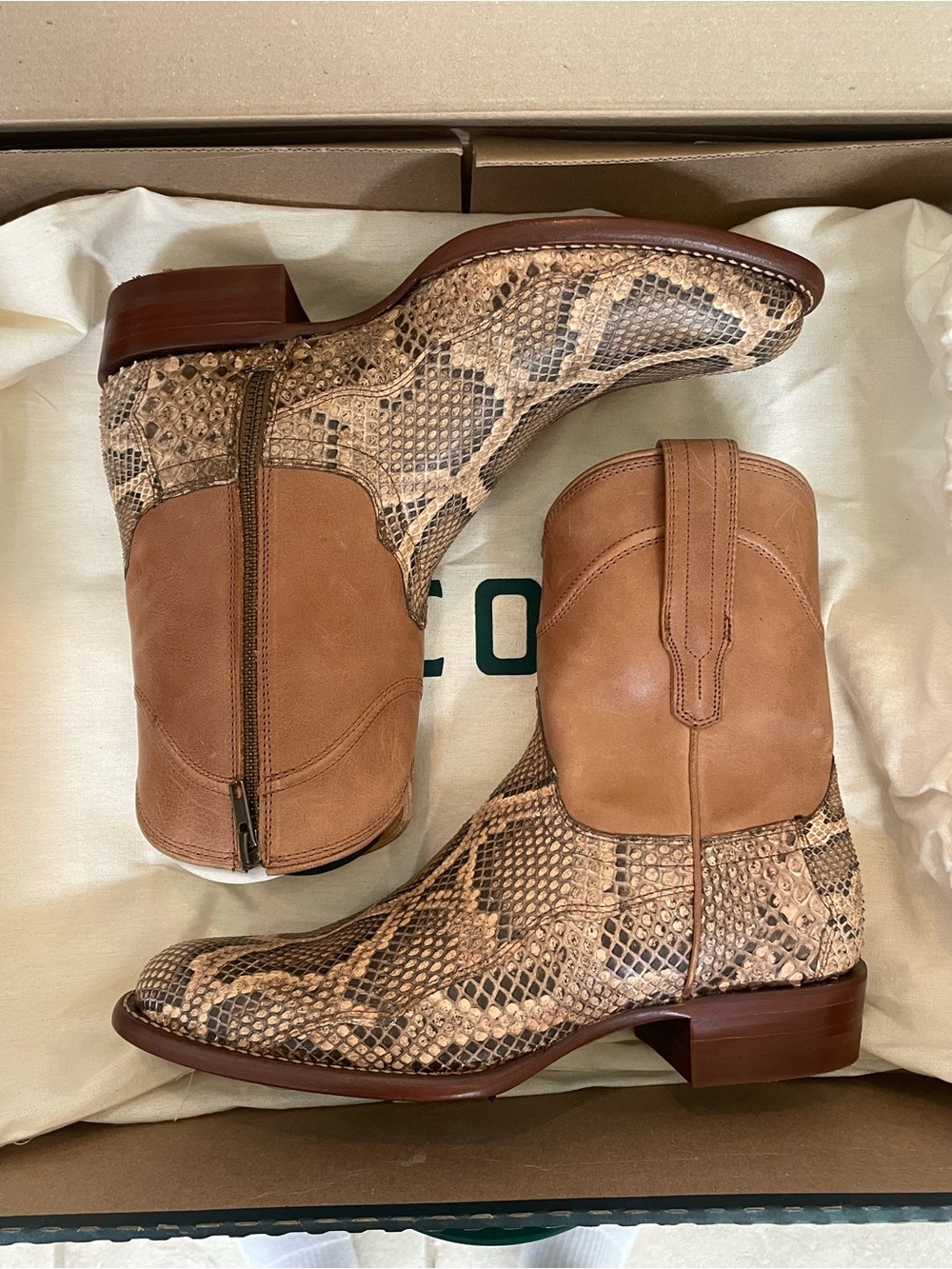 Tecovas Mangrove Invasive Python Boots - Black & Tan